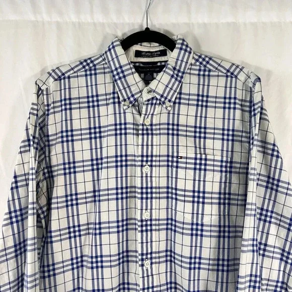 Tommy Hilfiger Dress Shirt Men's Medium Plaid Button Up Long Sleeve Heritage - Picture 2 of 8